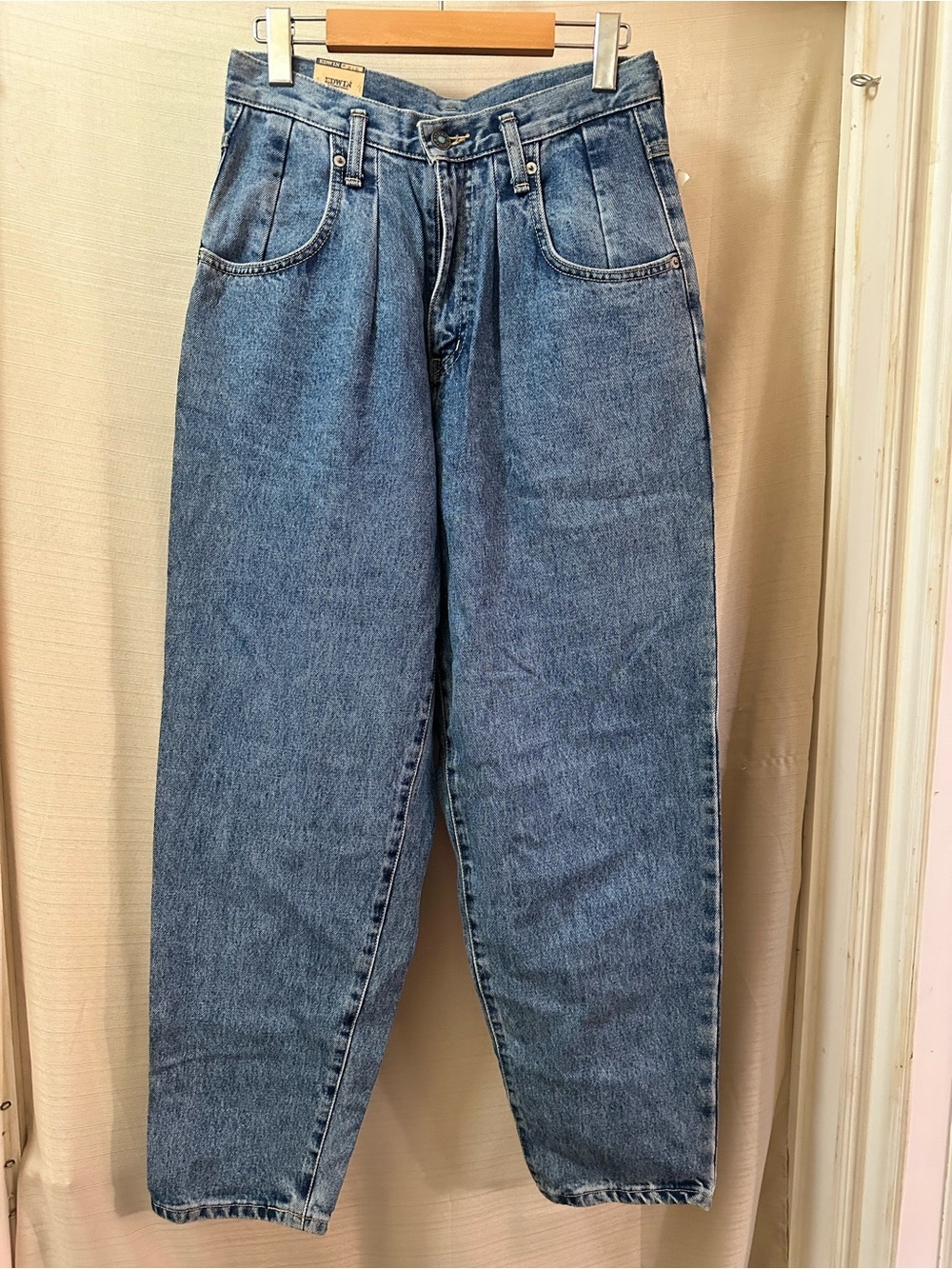 Vintage Edwin French Baggy Jeans Deadstock NWT High Rise Pleated Denim 28x30